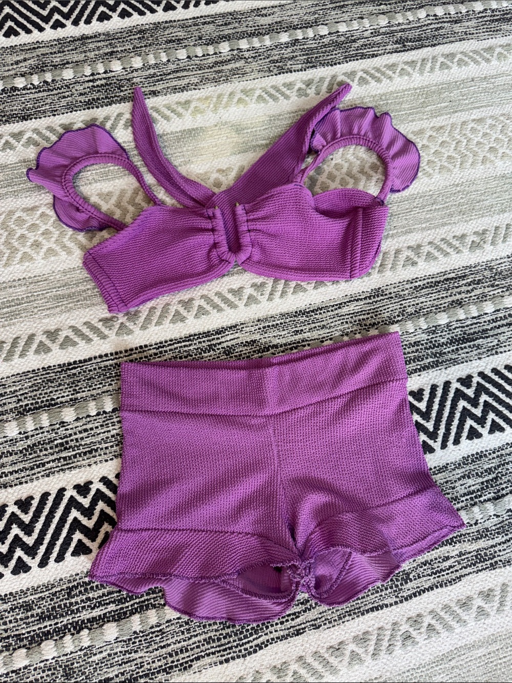 Purple Ruffled Bikini Set